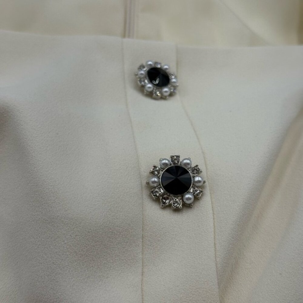 🆕 SELF-PORTRAIT 🧿 BNWOT Cream Ecru Crepe Buttoned Midi Dress, Sz UK 6/ US 2 - Picture 14 of 14